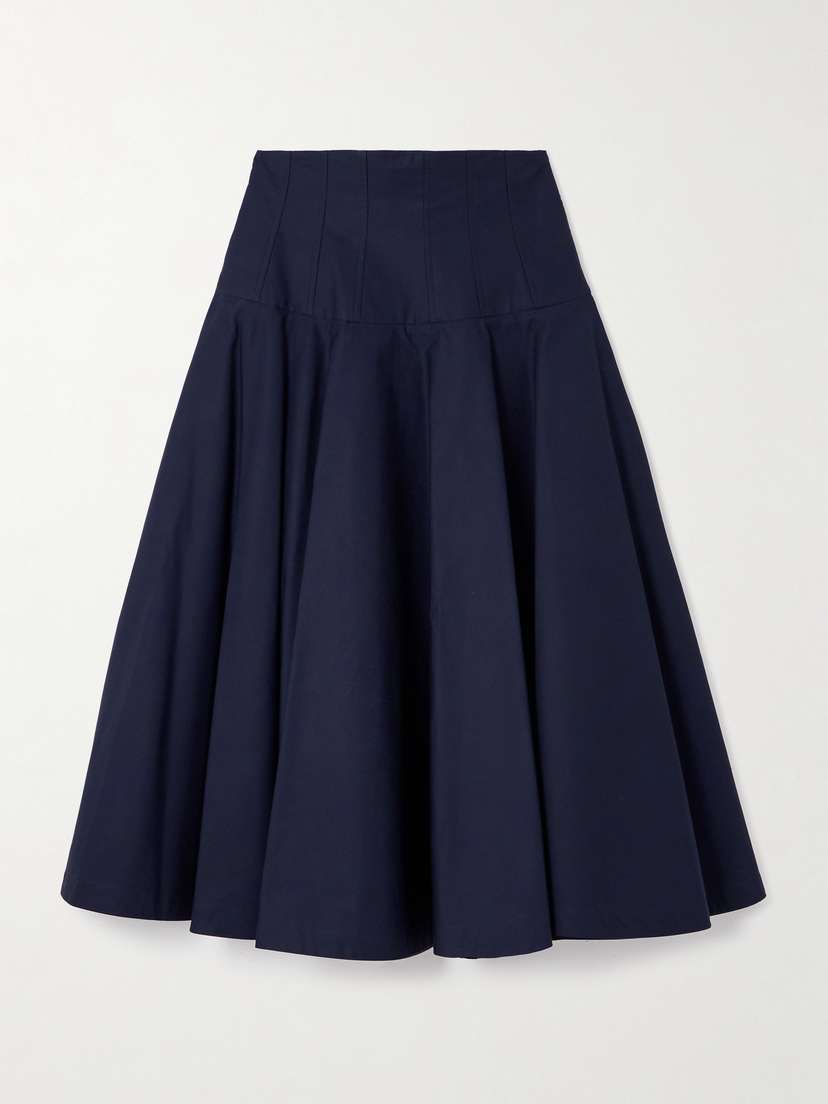 Altuzarra Nell Pleated Cotton Midi Skirt