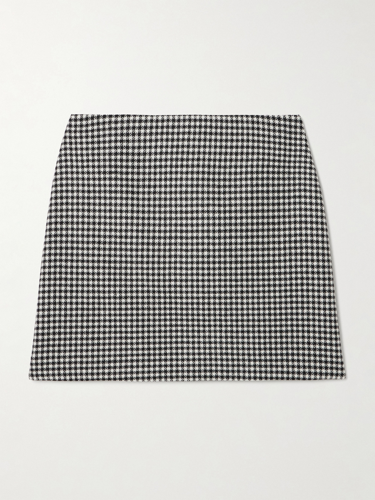 BLAZÉ Milano - Coci Velvet-trimmed Houndstooth Wool Mini Skirt - Black