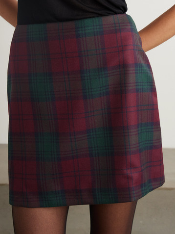 Blazé Milano Coci velvet-trimmed checked wool mini skirt