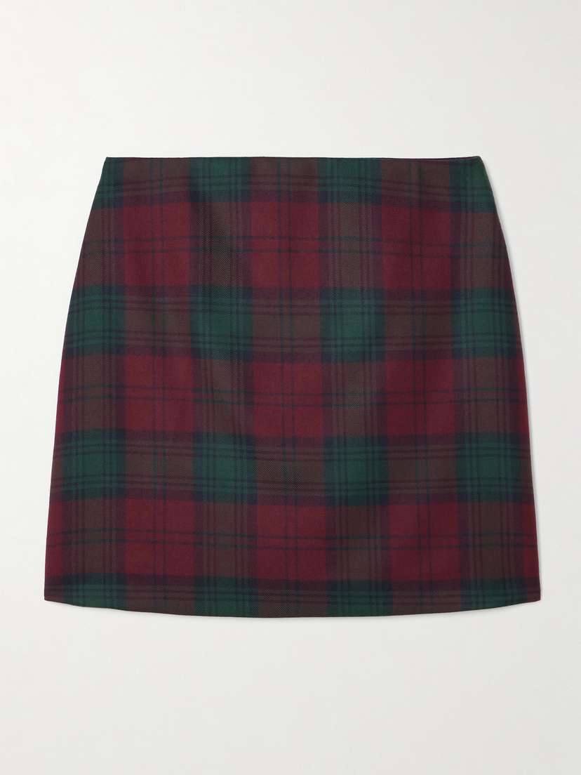 Blazé Milano Coci Velvet-trimmed Checked Wool Mini Skirt