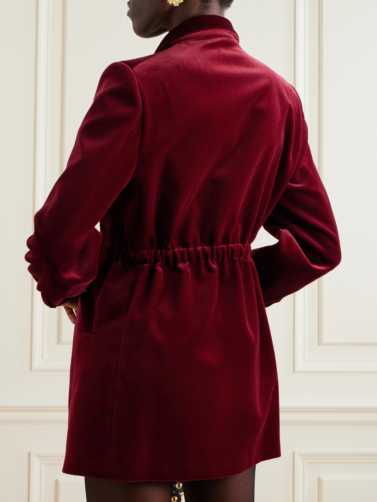 Blazé Milano Anyway Double-breasted Cotton-velvet Mini Dress In Burgundy