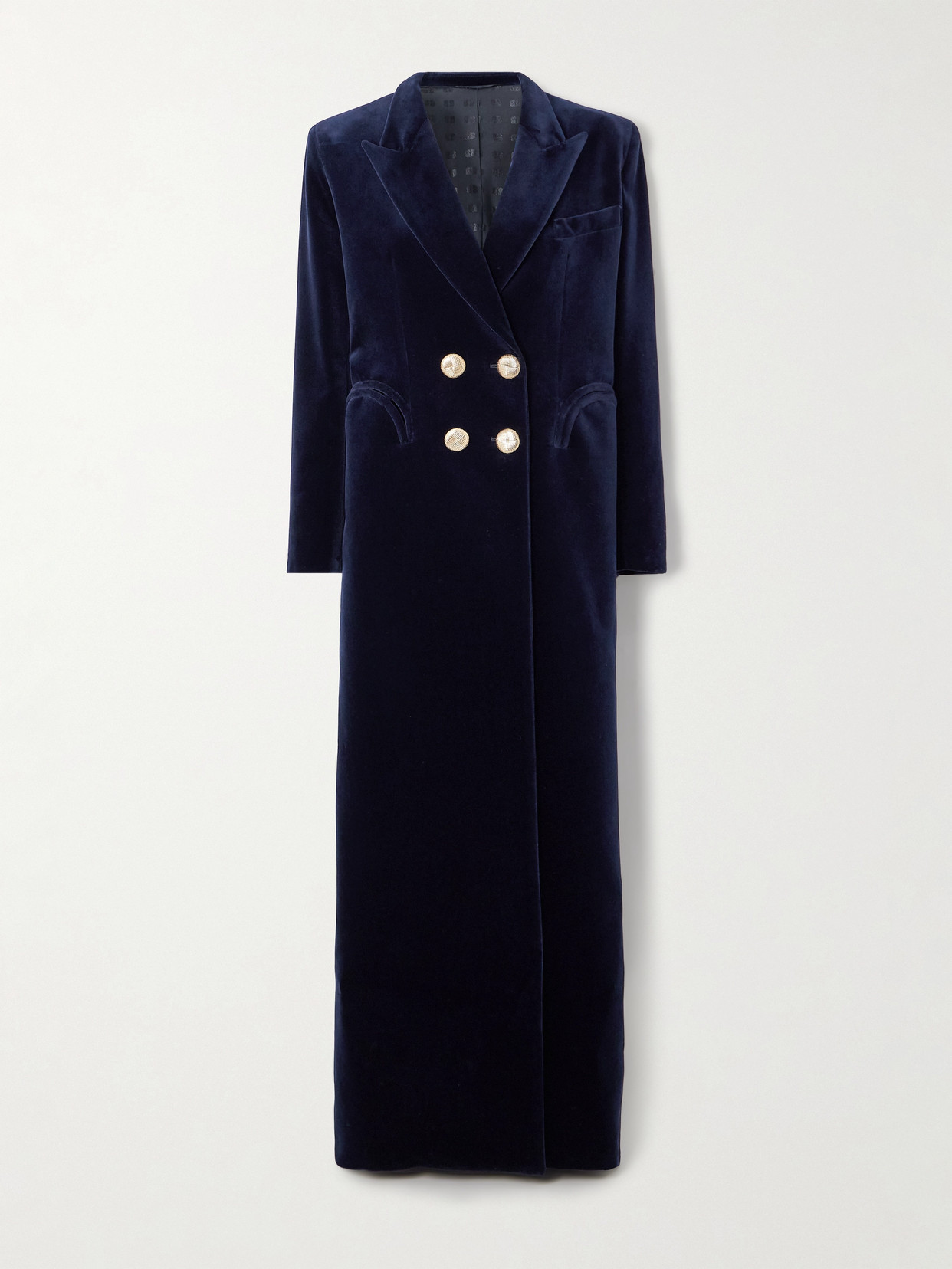 Blazé Milano Heart Double-breasted Cotton-velvet Coat In Blue