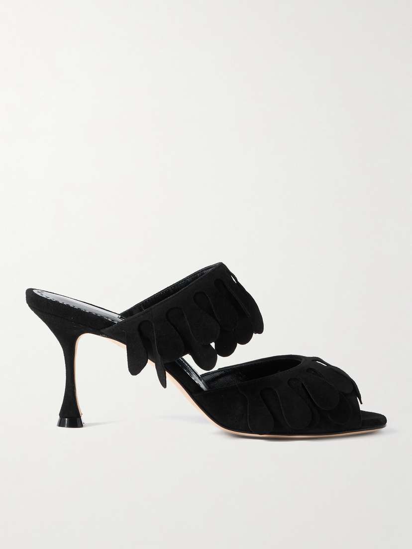 Manolo Blahnik Kelna 70 Fringed Suede Sandals