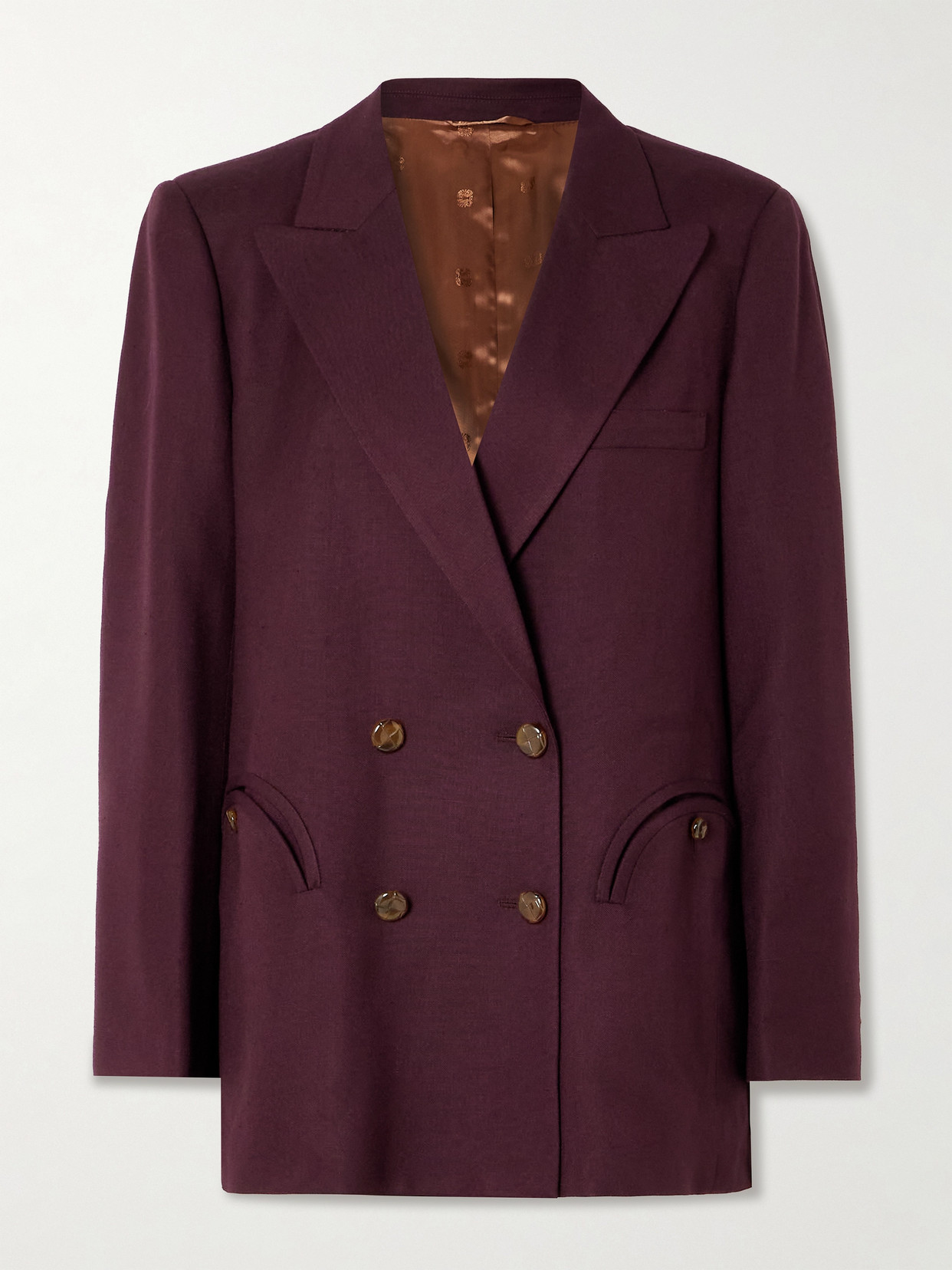 BLAZÉ Milano - Misaka Double-breasted Woven Blazer - Burgundy