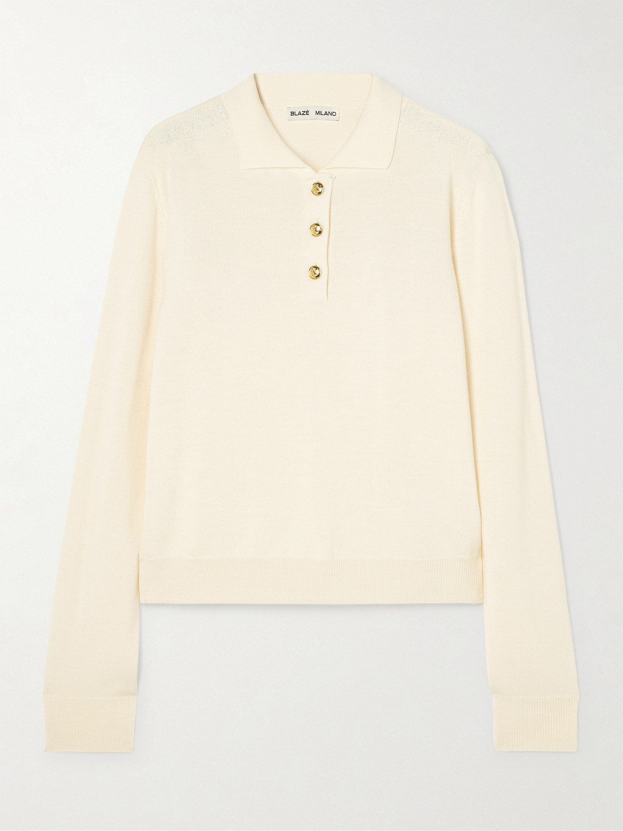 Blazé Milano Maine Wool, Silk And Cashmere-blend Polo Sweater In Cream