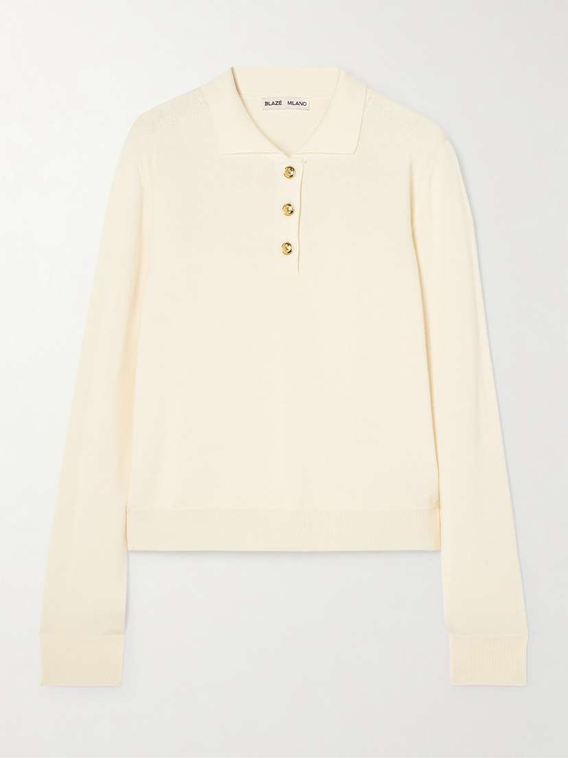 Blazé Milano Maine Wool, Silk And Cashmere-blend Polo Sweater
