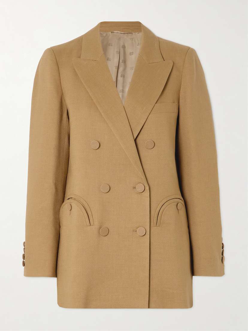 Blazé Milano Cobia Double-breasted Linen, Wool And Mohair-blend Blazer