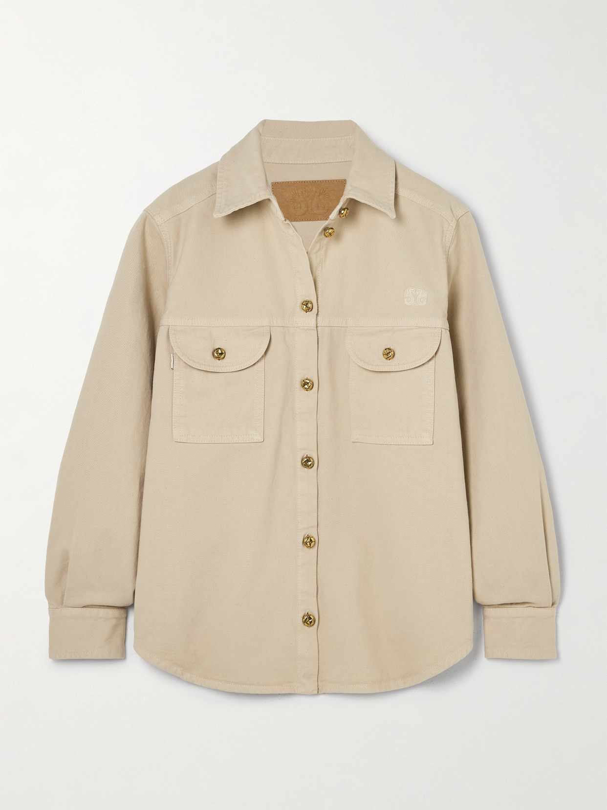 Blazé Milano Nariida Berber Embroidered Denim Shirt In Neutrals