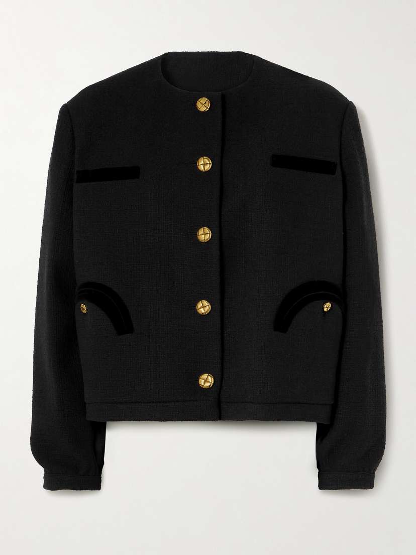 Blazé Milano Missy Gliss Velvet-trimmed Cotton-blend Bouclé Jacket