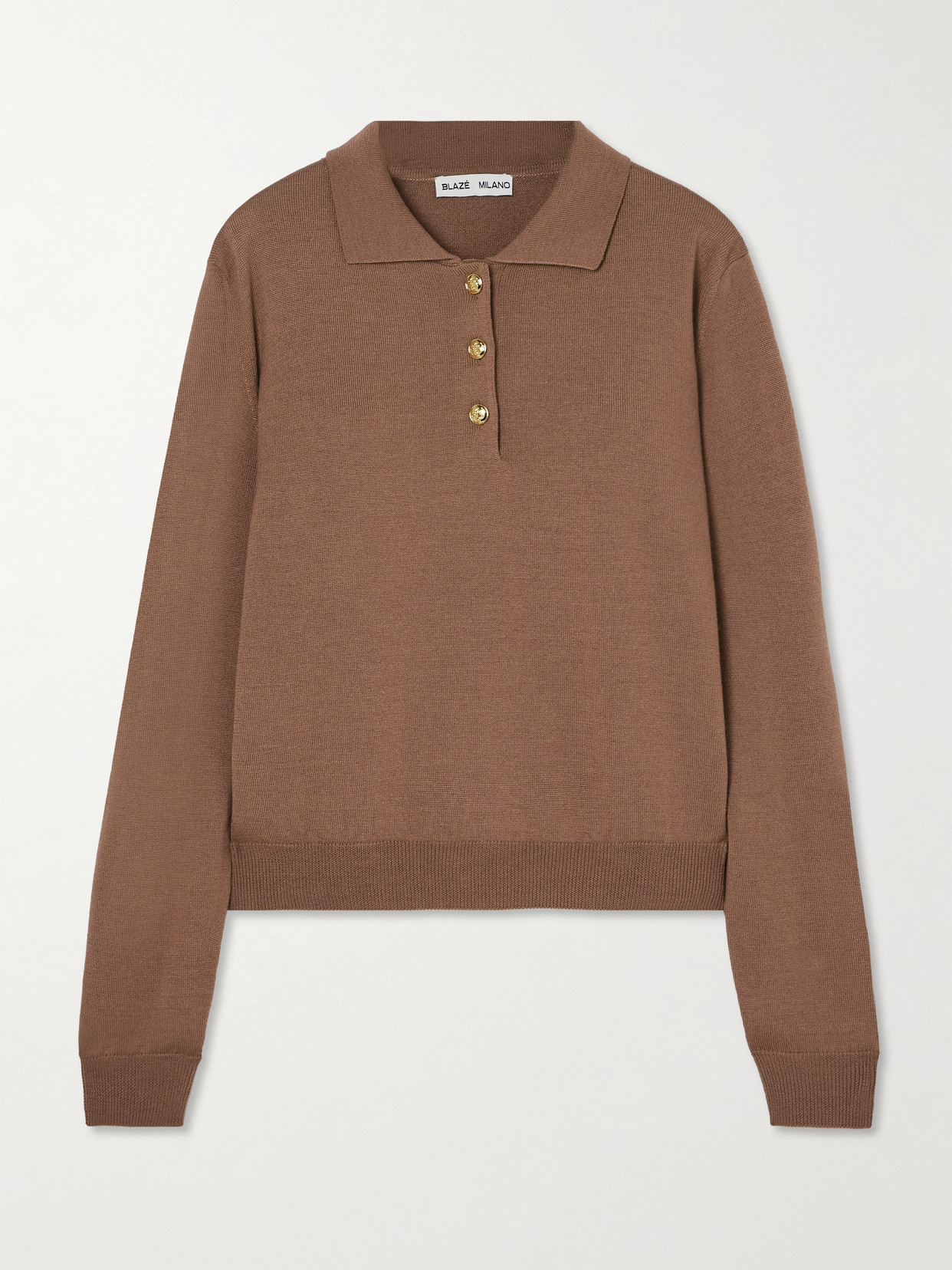 Blazé Milano Maine Wool, Silk And Cashmere-blend Polo Sweater In Brown