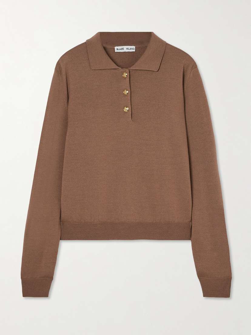 Blazé Milano Maine Wool, Silk And Cashmere-blend Polo Sweater