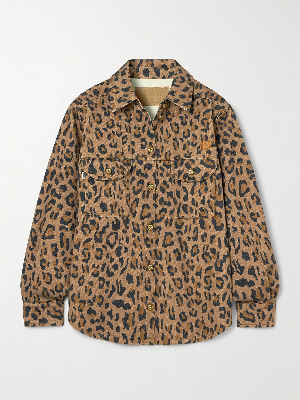 Blazé Milano Simba Berber Embroidered Leopard-print Denim Shirt In Animal Print