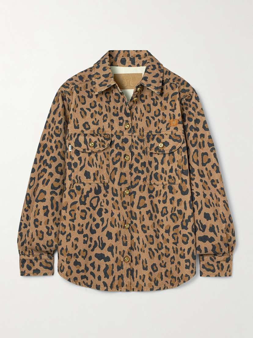 Blazé Milano Simba Berber Embroidered Leopard-print Denim Shirt