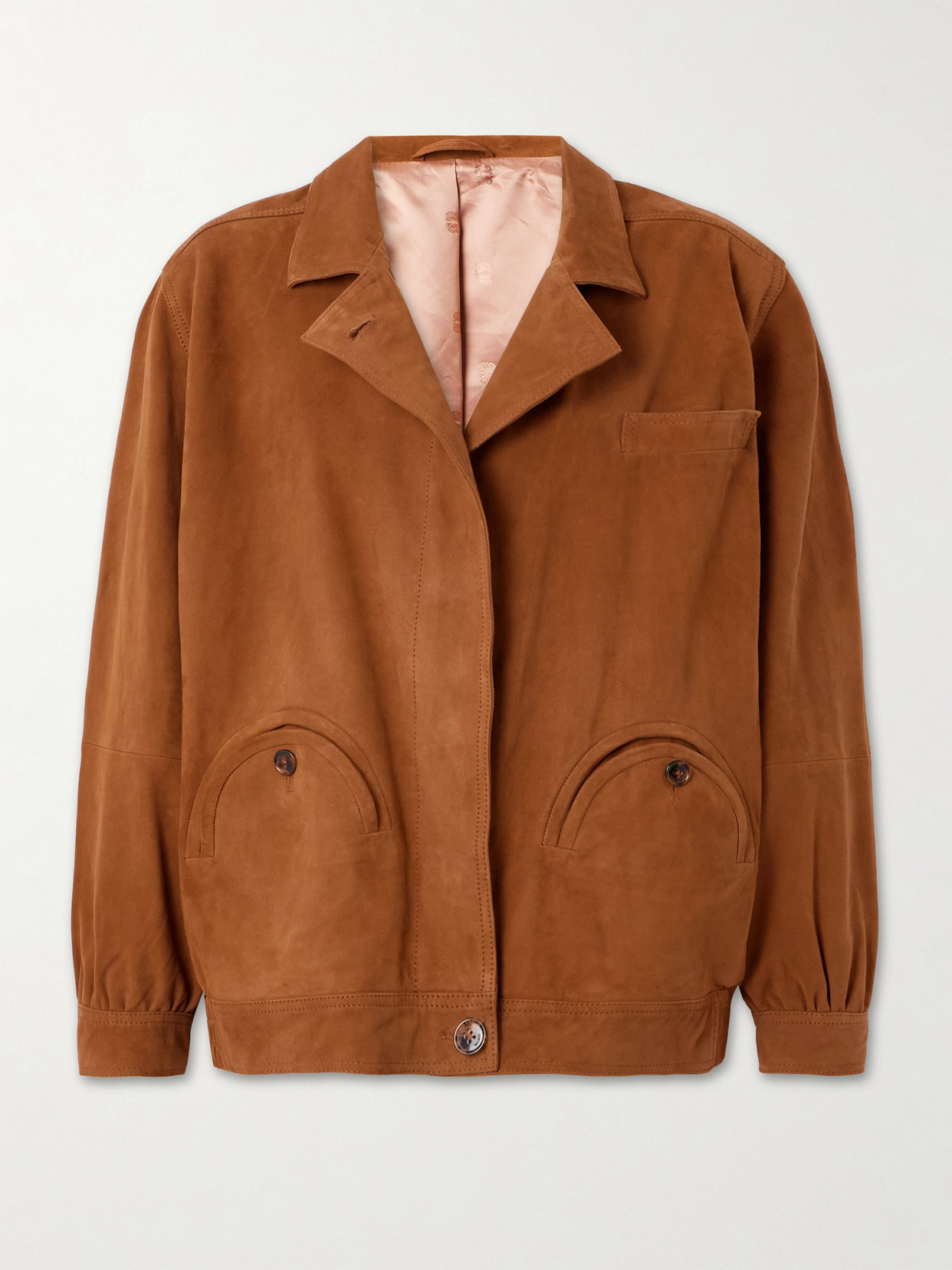 Blazé Milano Cleo Suede Bomber Jacket In Brown