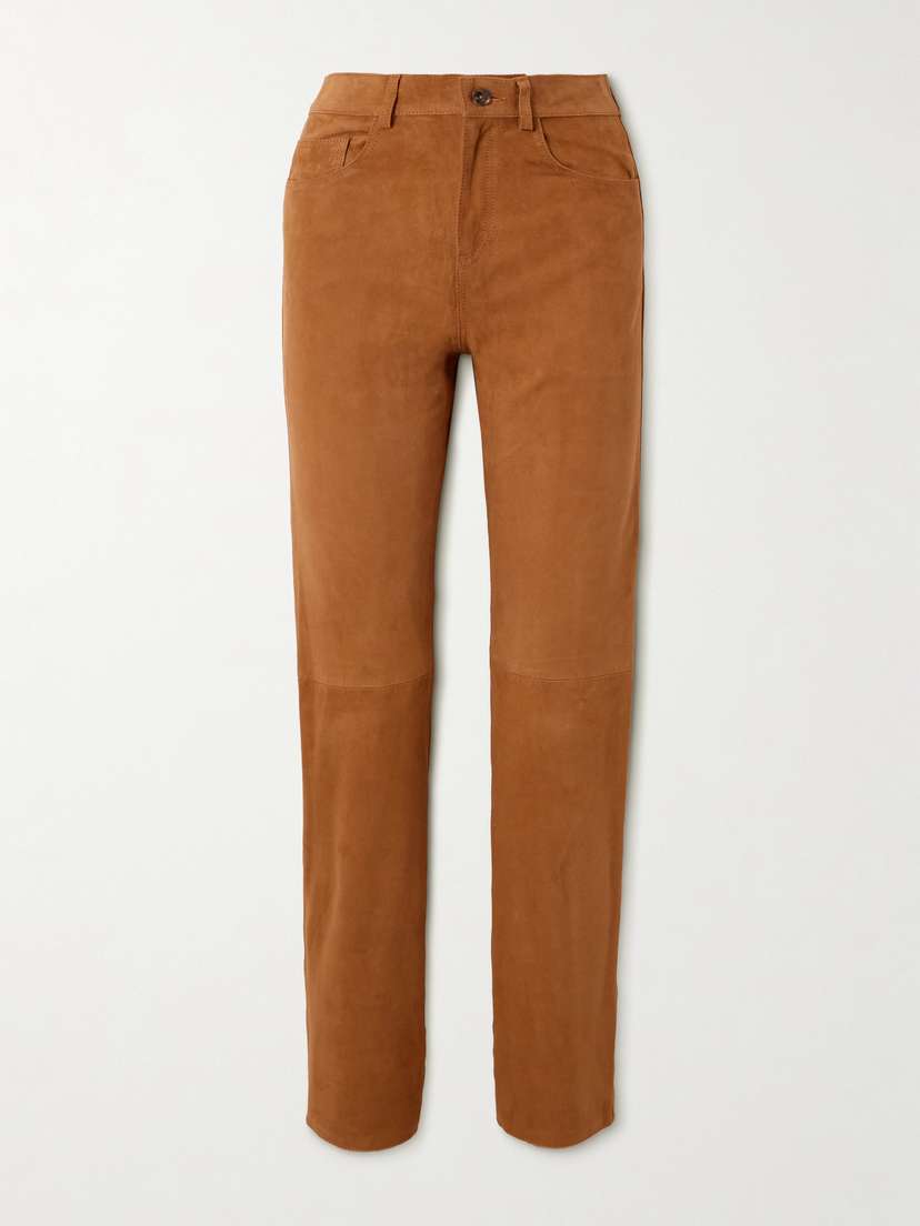 Blazé Milano Viva Paso Paneled Suede Straight-leg Pants