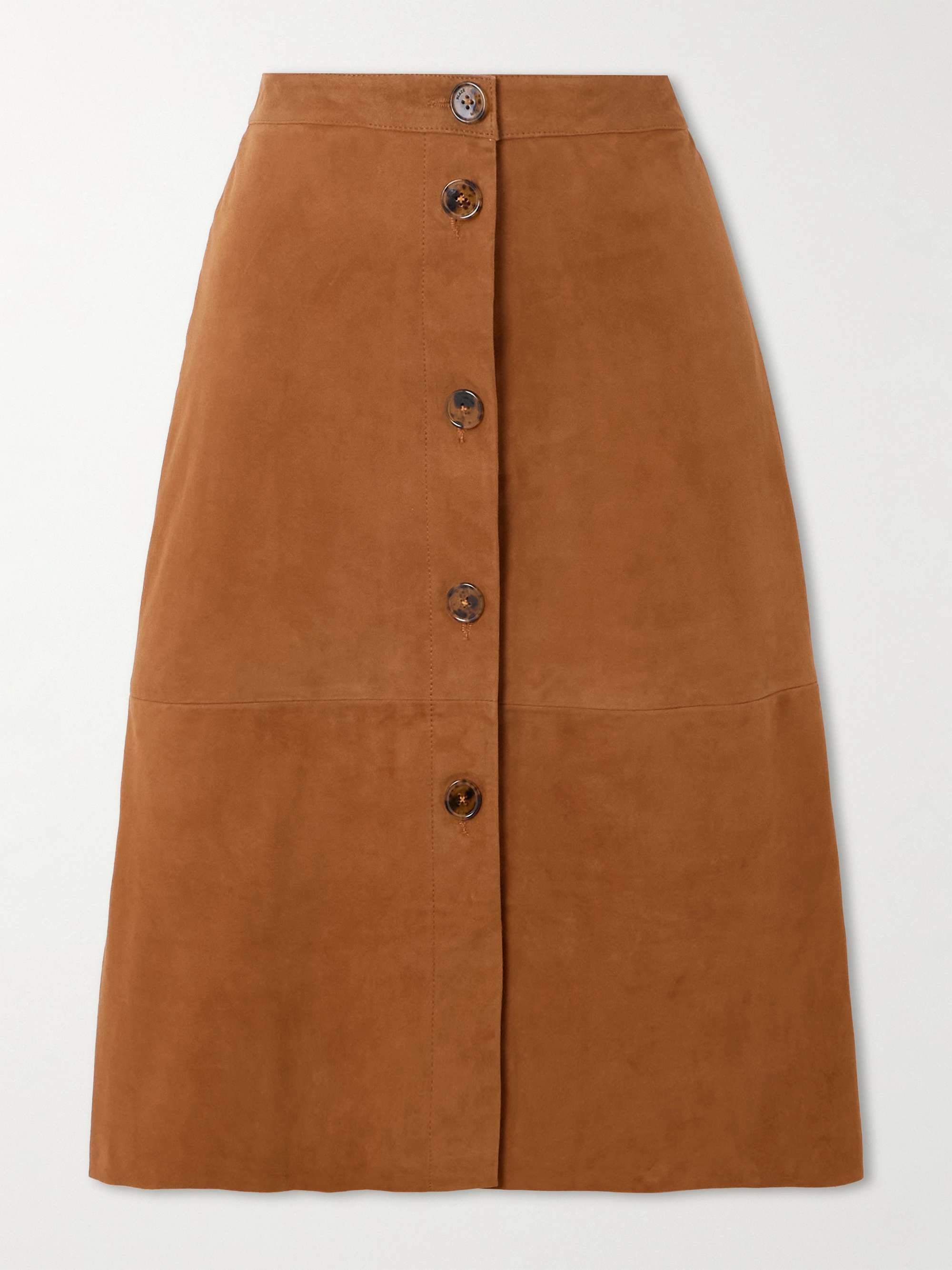 Women's Brown Linen Midi Skirt with Pocket 2886