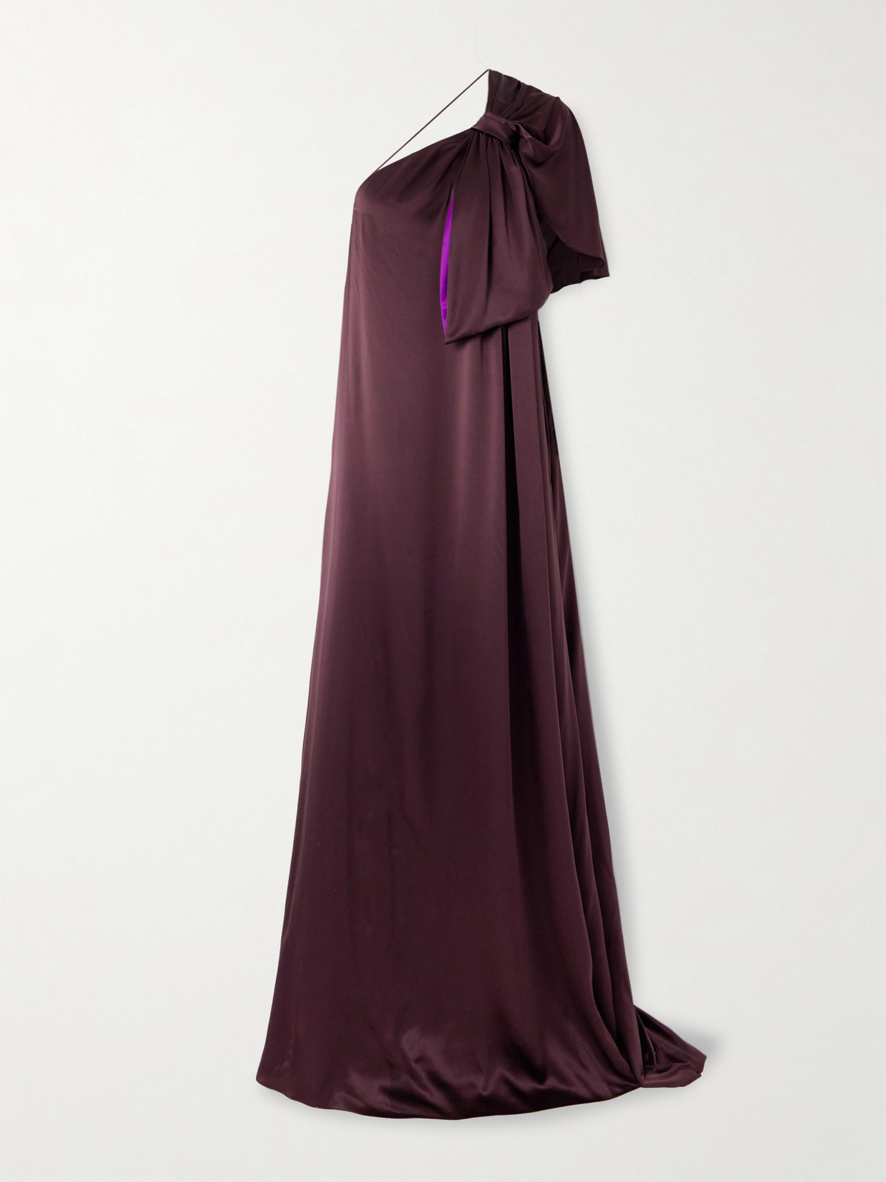 Roksanda Aeris Draped One-shoulder Silk-satin Gown In Purple