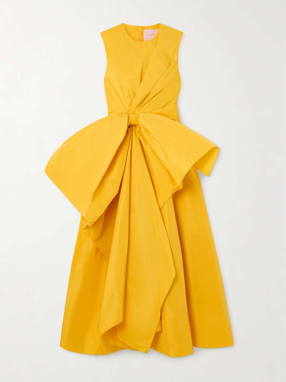 nura bow-embellished taffeta midi dress