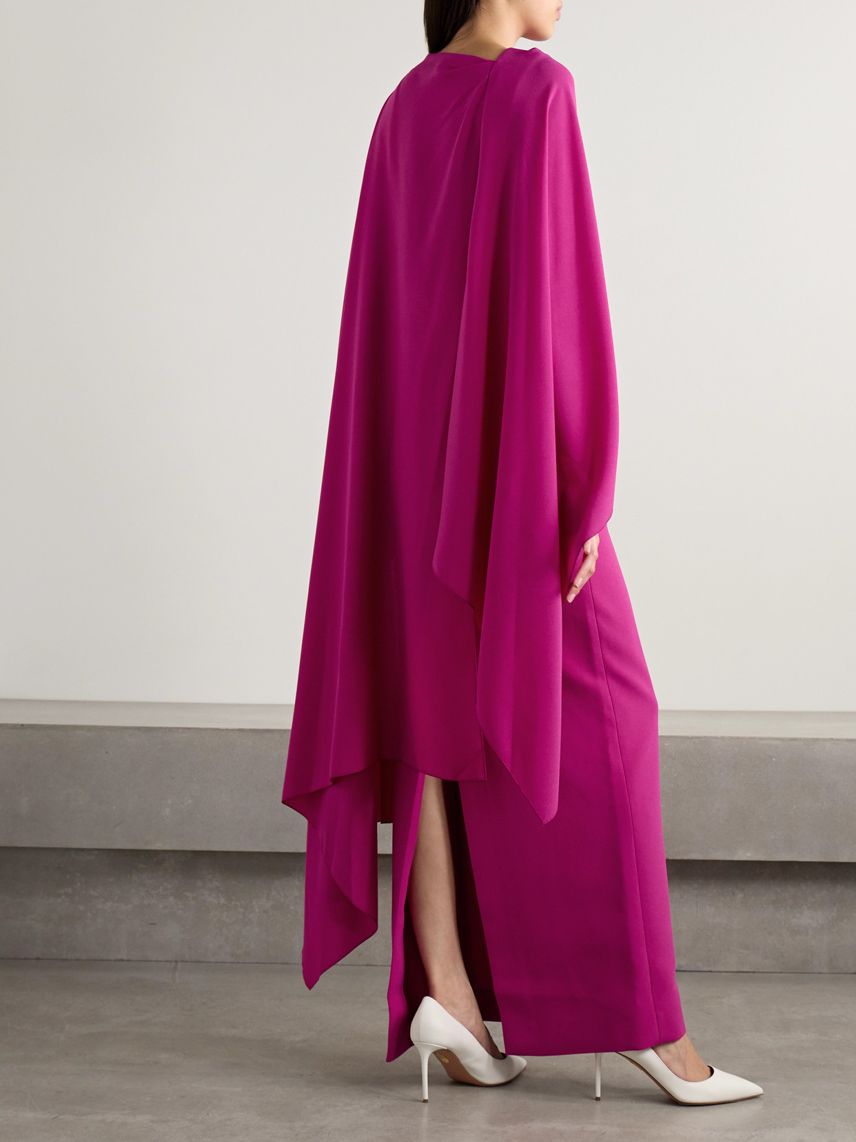 Roksanda Demetria Cape-effect Pleated Crepe Gown In Pink