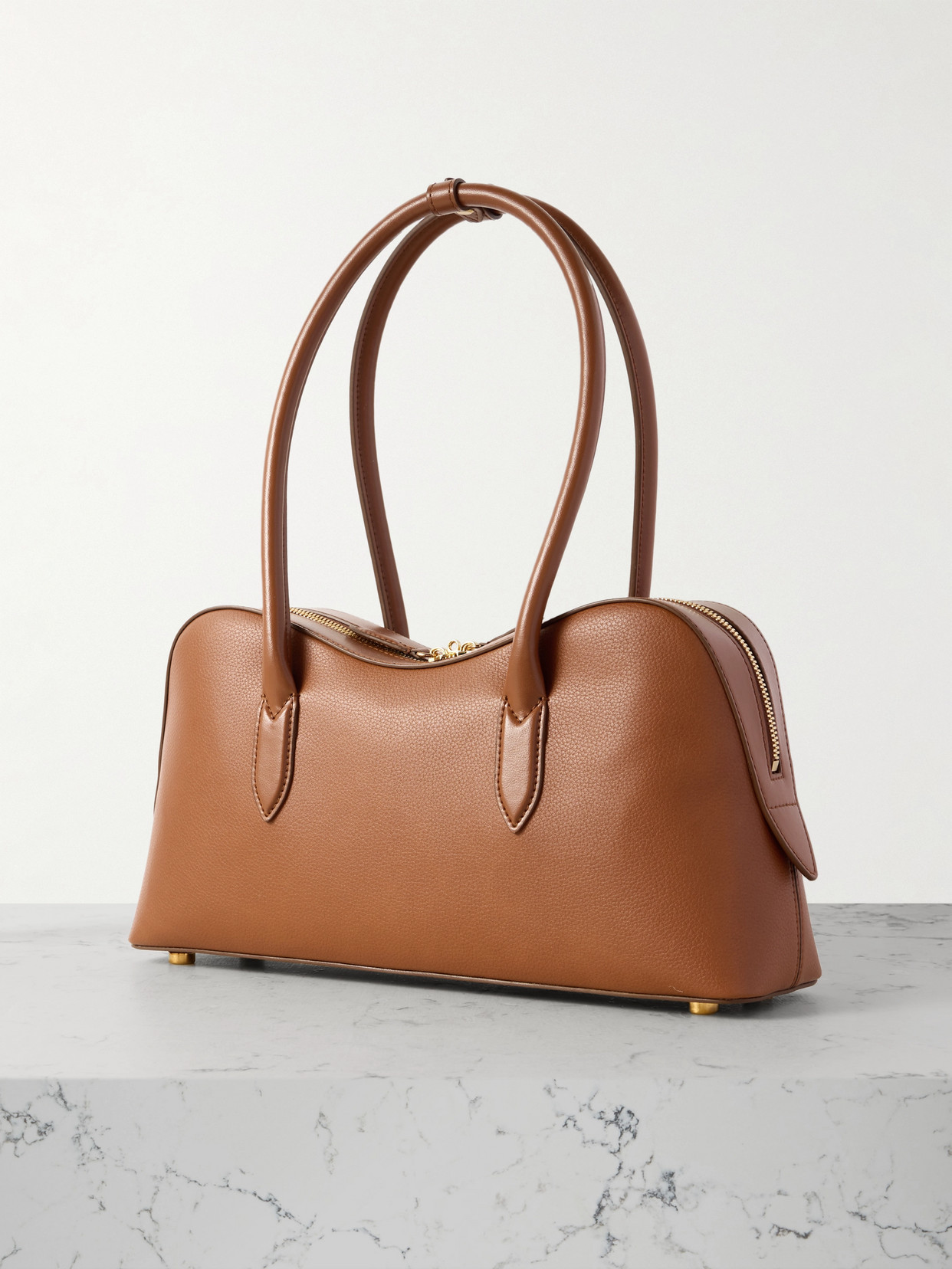 Stella Mccartney Stella Ryder Logo-embossed Embellished Textured Vegan Tote In Brown
