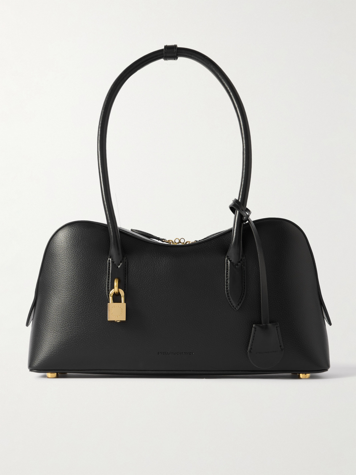 Stella Mccartney Stella Ryder Logo-embossed Embellished Textured Vegan Leather Tote In Black
