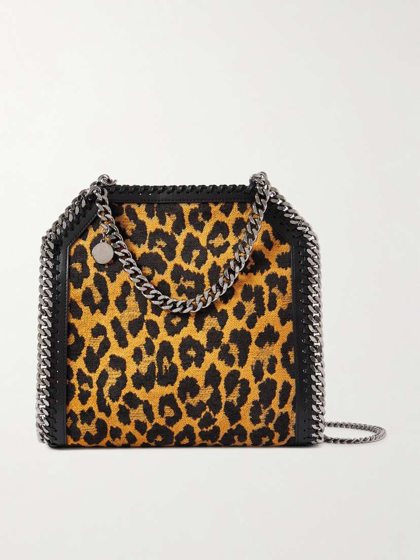 Stella McCartney Falabella Mini Leopard-print Jacquard-knit Tote