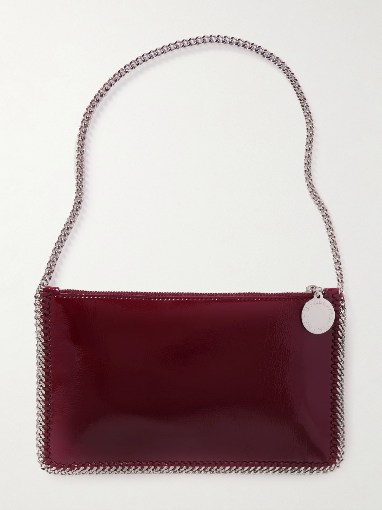 Stella Mccartney Crinkled Patent Vegetarian Leather Shoulder Bag In Burgundy