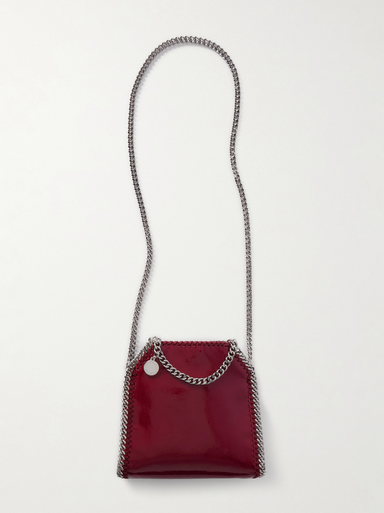 Stella Mccartney Tiny Falabella Shaggy Deer Tote Bag In Burgundy