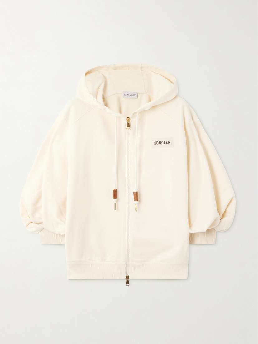 Moncler Hooded Intarsia-knit Cotton-jersey Cardigan
