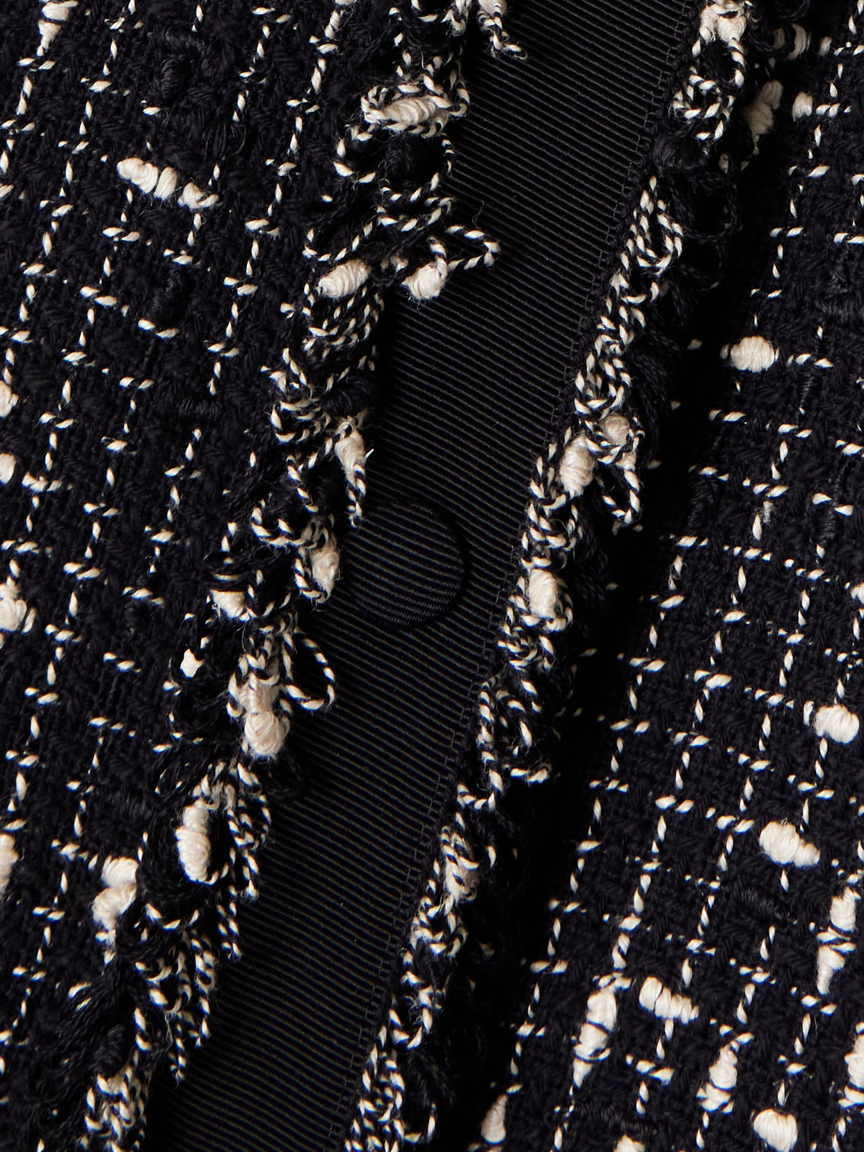 MONCLER VERNEUIL FRINGED LINEN AND COTTON-BLEND TWEED JACKET