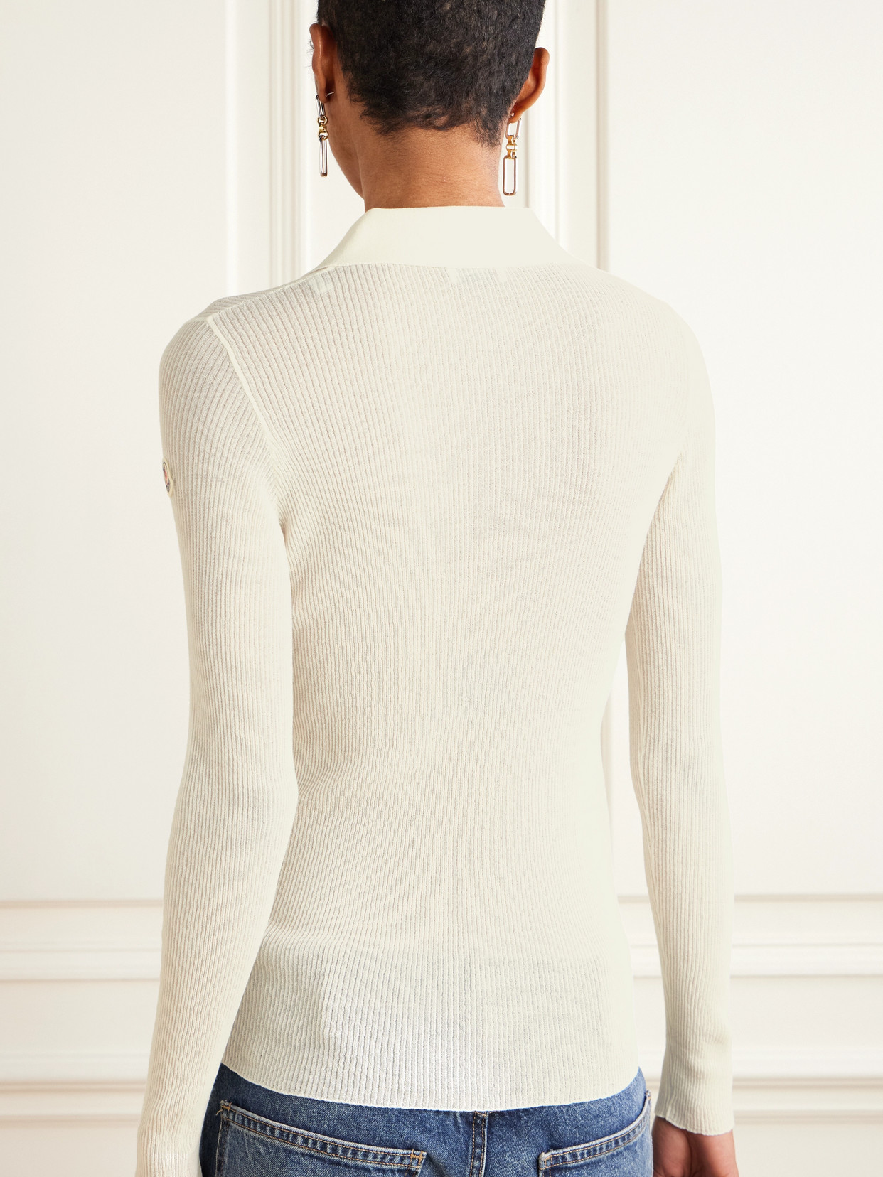 Moncler Longsleeve Polo Shirt In Off-white
