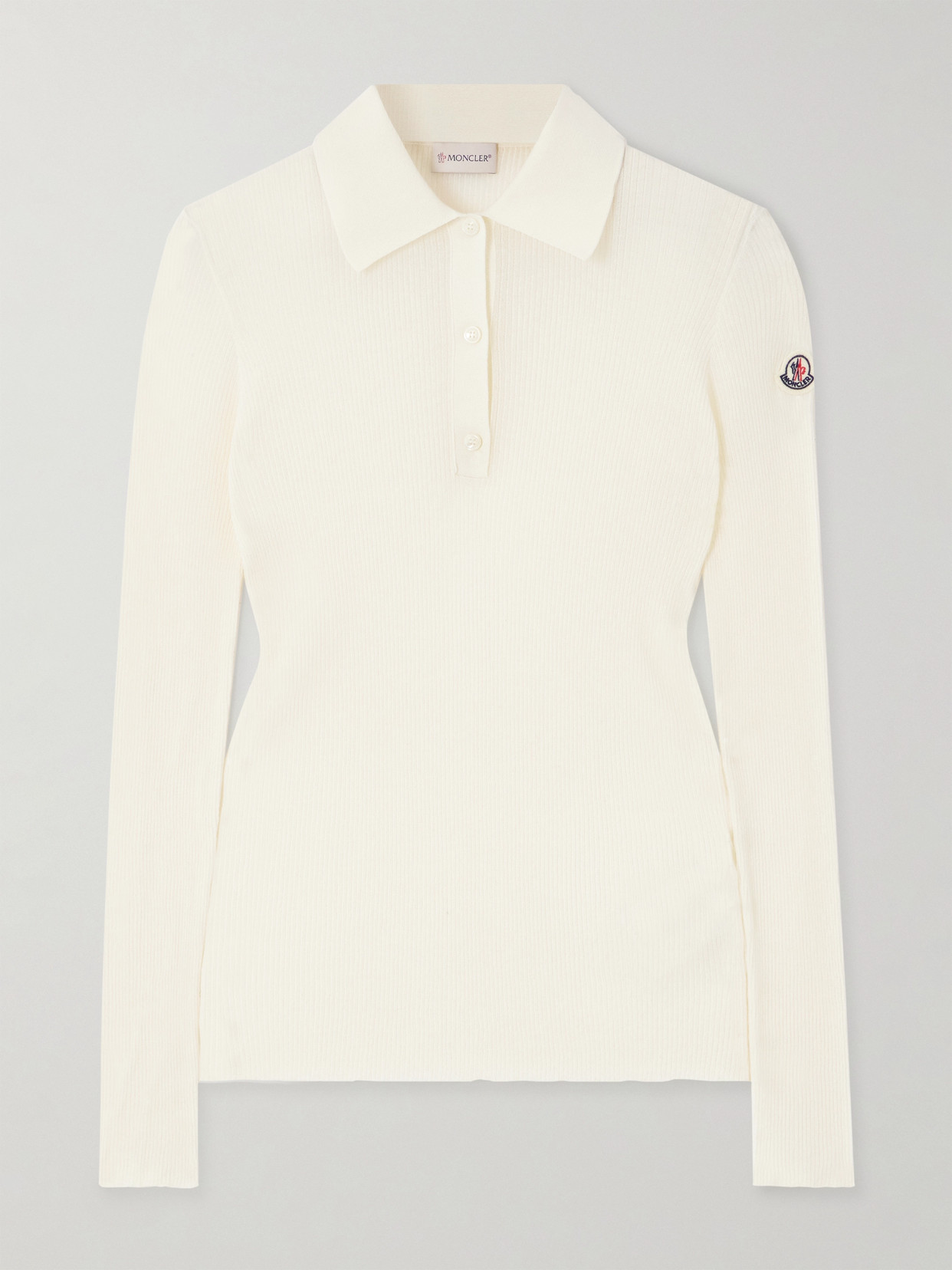 Moncler Longsleeve Polo Shirt In Off-white