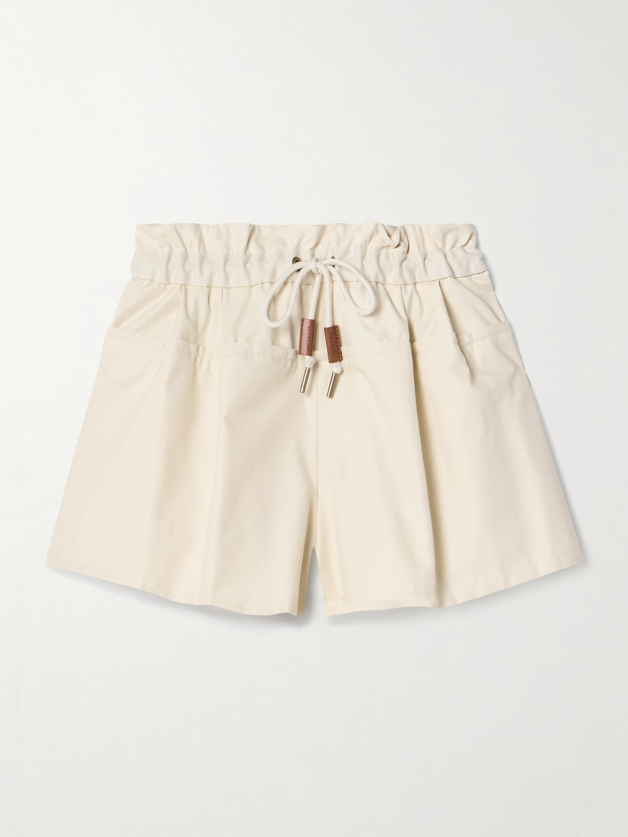 Moncler Relaxed Fit Bermuda Shorts With Elastic Waistband In Cream