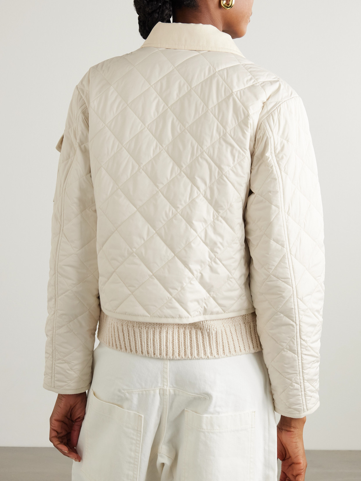 Chitre Cropped Cotton-Canvas Trimmed Padded Quilted Jacket