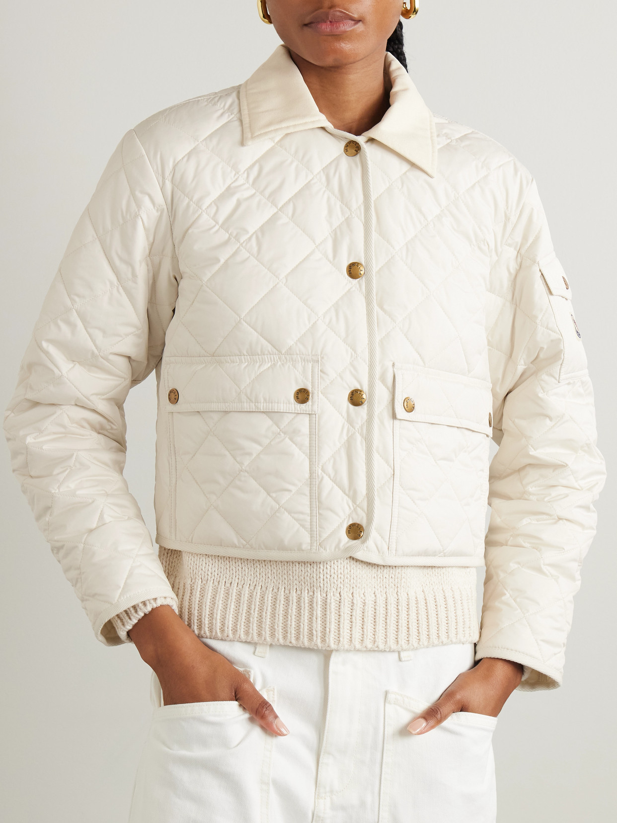 Chitre Cropped Cotton-Canvas Trimmed Padded Quilted Jacket