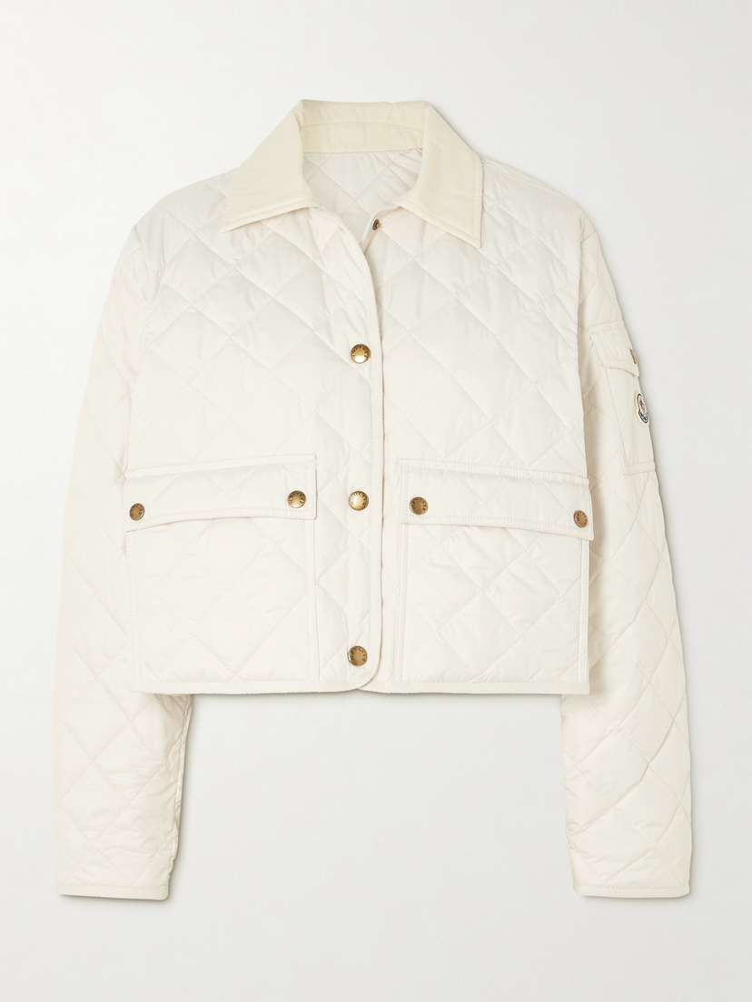 Moncler Chitre Cropped Cotton-canvas Trimmed Padded Quilted Shell Jacket