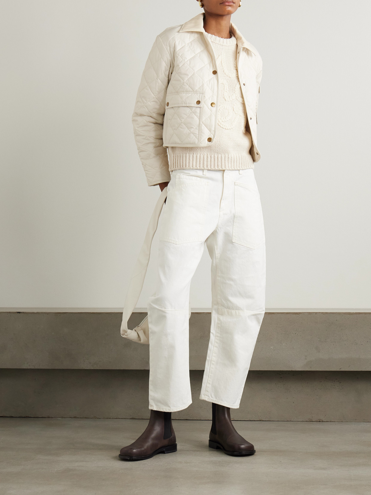 Chitre Cropped Cotton-Canvas Trimmed Padded Quilted Jacket