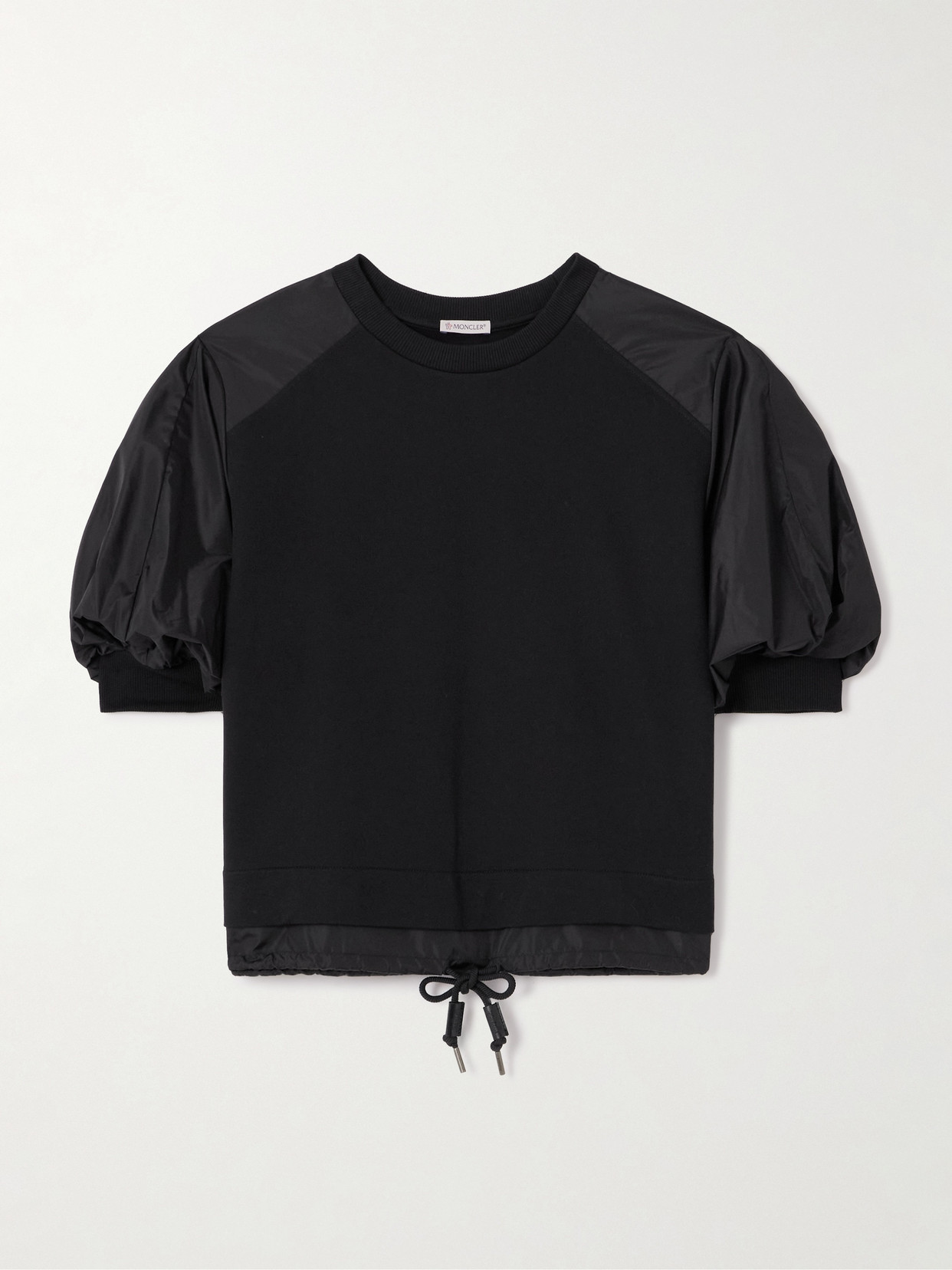 Moncler - Appliquéd Shell-trimmed Cotton-jersey T-shirt - Black