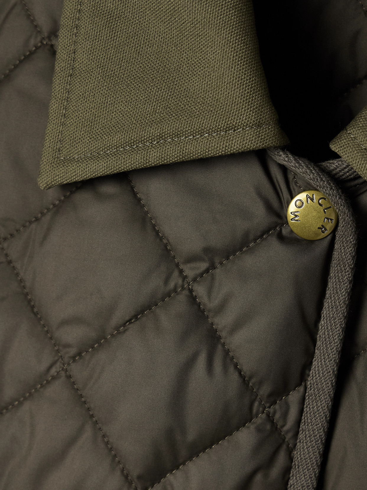 Moncler Chitre Cropped Cotton-canvas Trimmed Padded Quilted Shell Jacket In Green