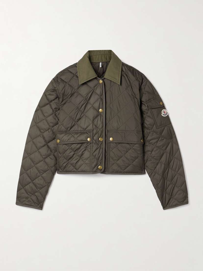 Moncler Chitre Cropped Cotton-canvas Trimmed Padded Quilted Shell Jacket