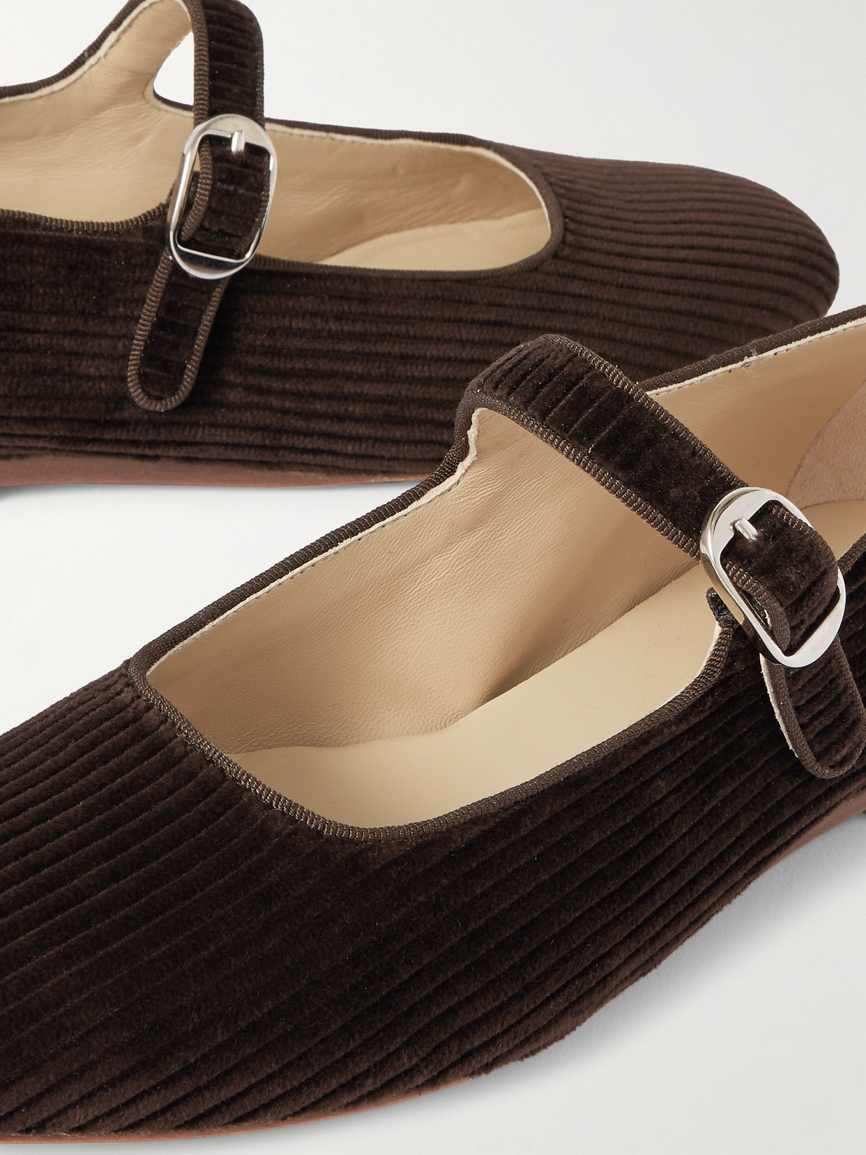 Le Monde Béryl - Grosgrain-Trimmed Corduroy Mary Jane Ballet Flats