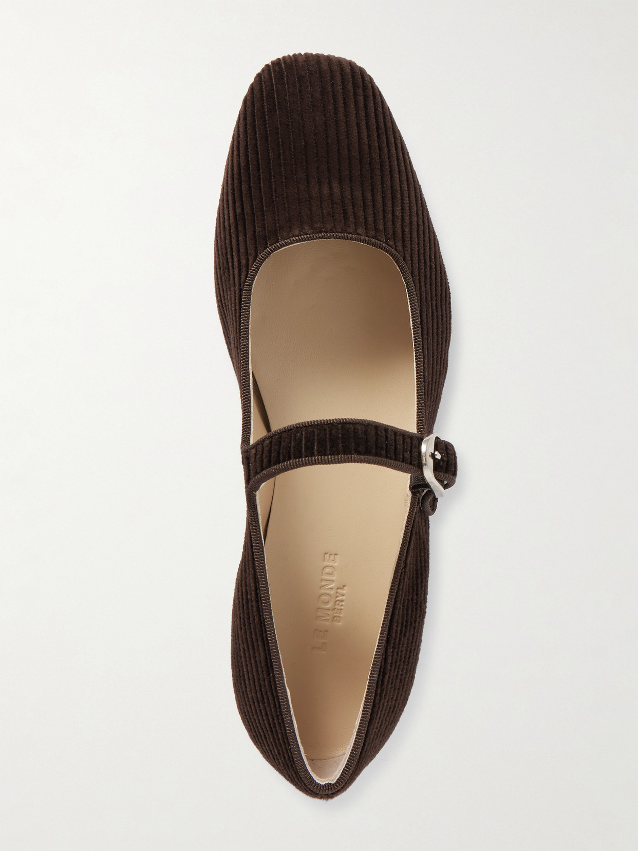 Le Monde Béryl - Grosgrain-Trimmed Corduroy Mary Jane Ballet Flats