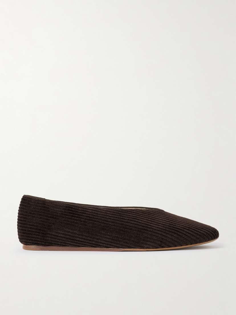 Le Monde Béryl Regency Grosgrain-trimmed Corduroy Ballet Flats
