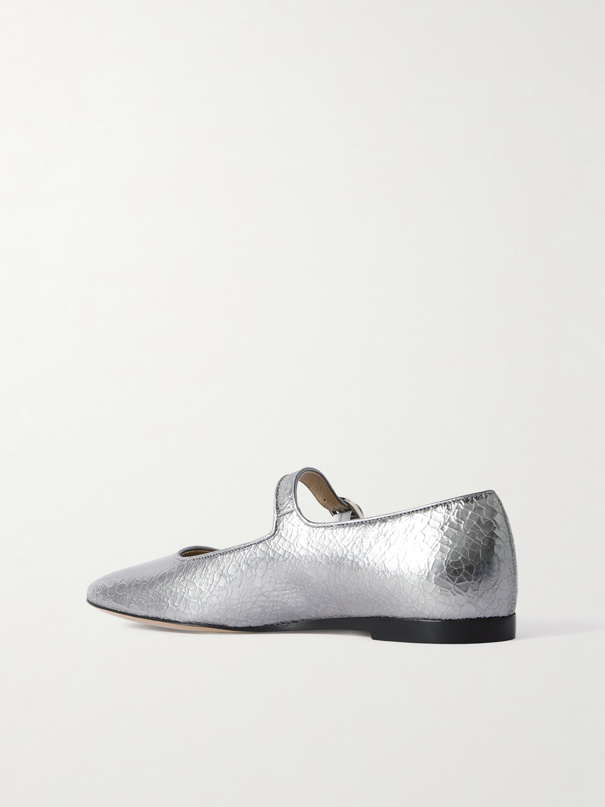 Le Monde Béryl - Metallic Cracked-Leather Mary Jane Flats