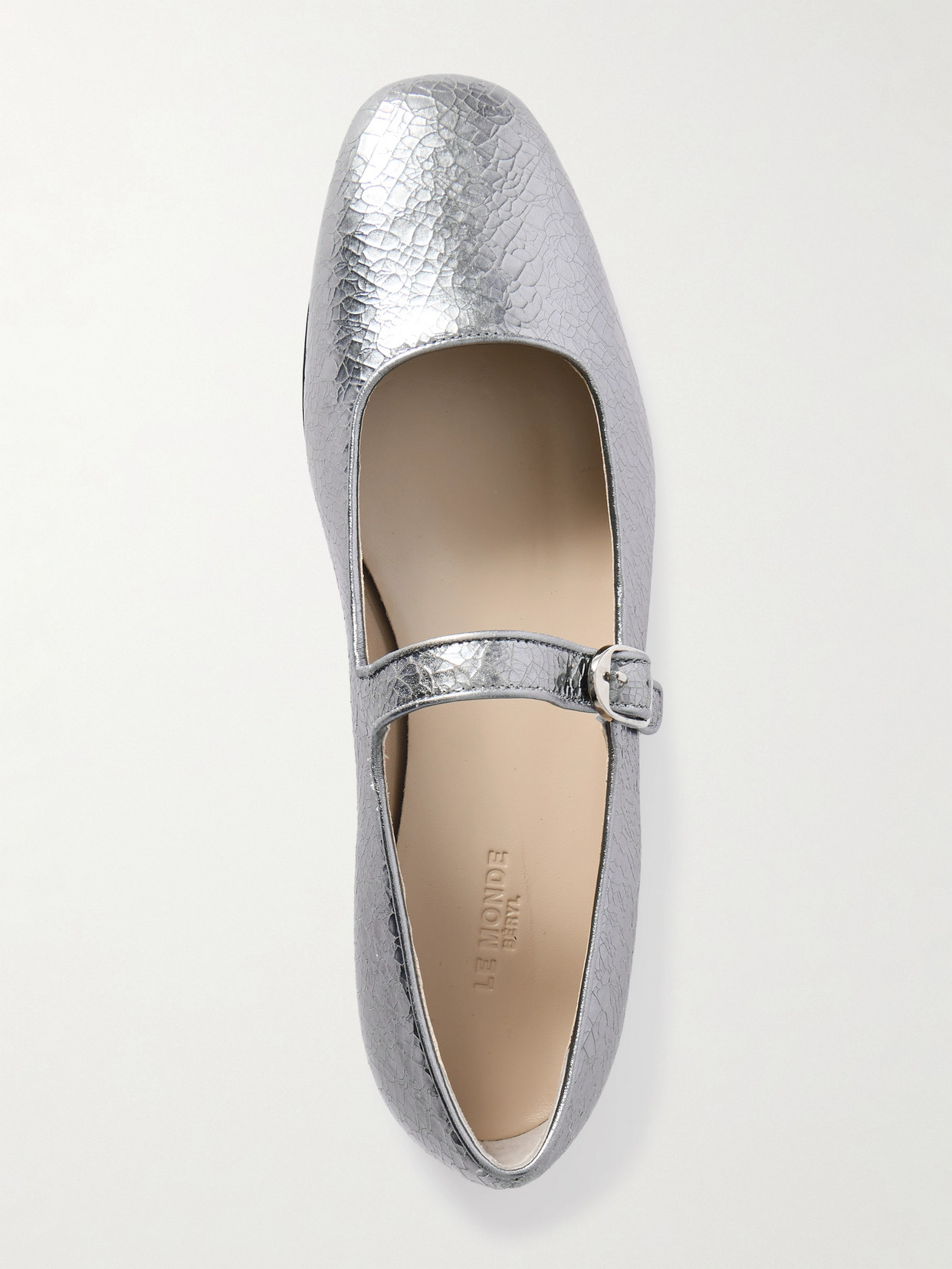 Le Monde Béryl - Metallic Cracked-Leather Mary Jane Flats