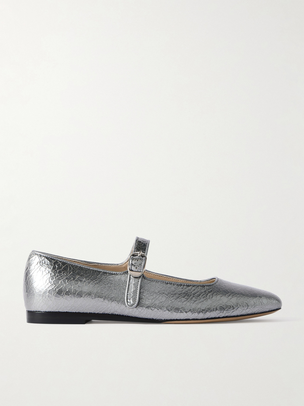Le Monde Beryl Womens Silver Mary Jane Round-toe Metallic-leather Flats In Silver