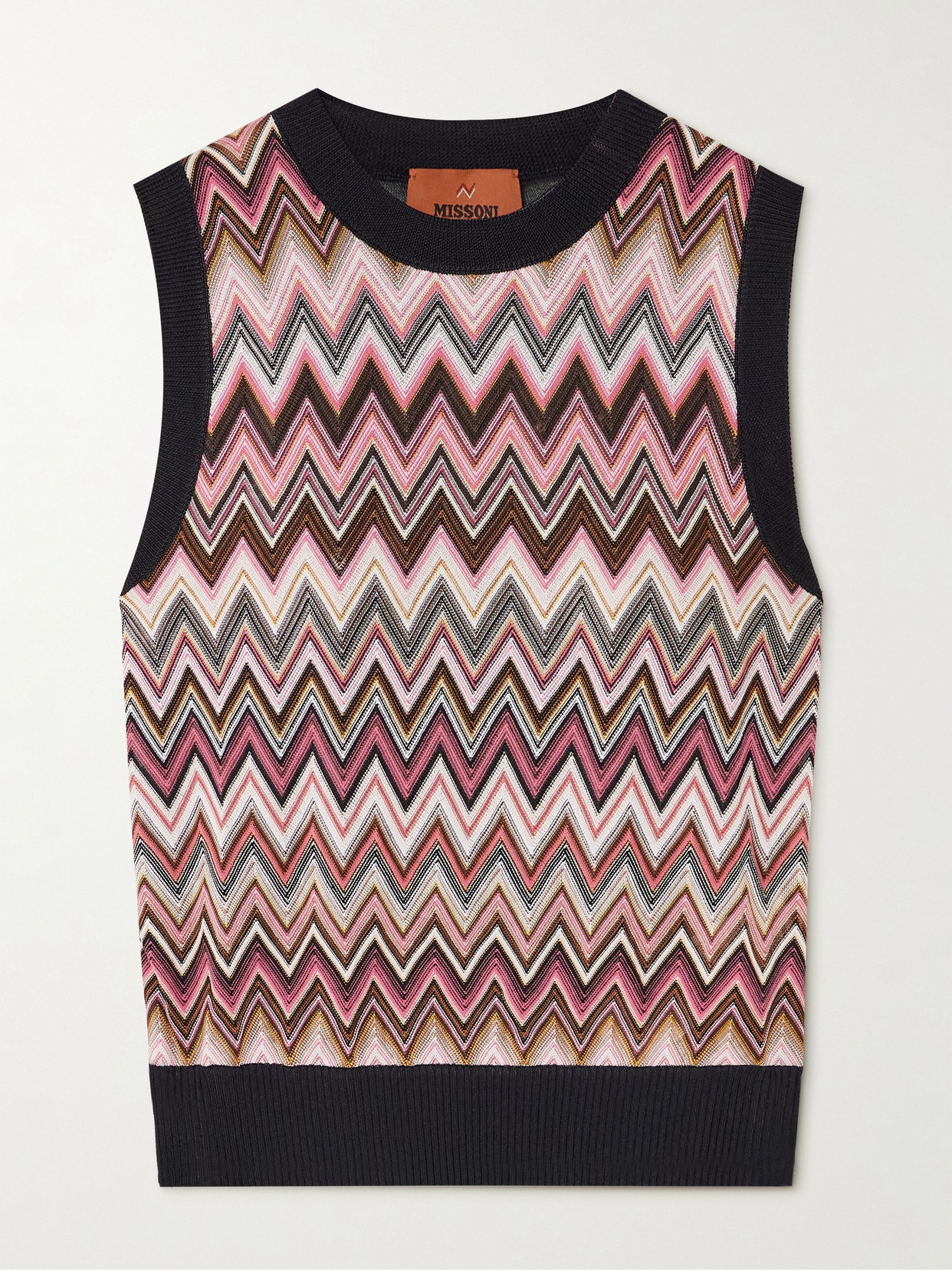 Missoni Mare Striped Crochet-knit Vest In Burgundy