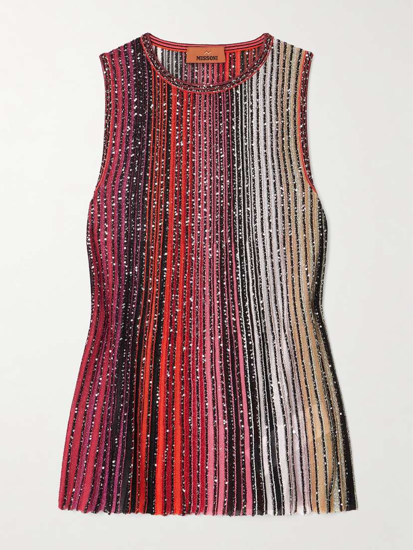 Missoni Dégradé Sequin-embellished Crochet-knit Tank