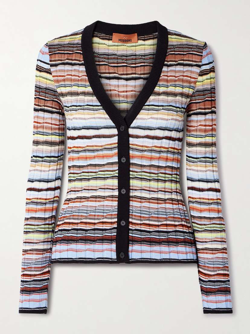 Missoni Striped Crochet-knit Cotton-blend Cardigan