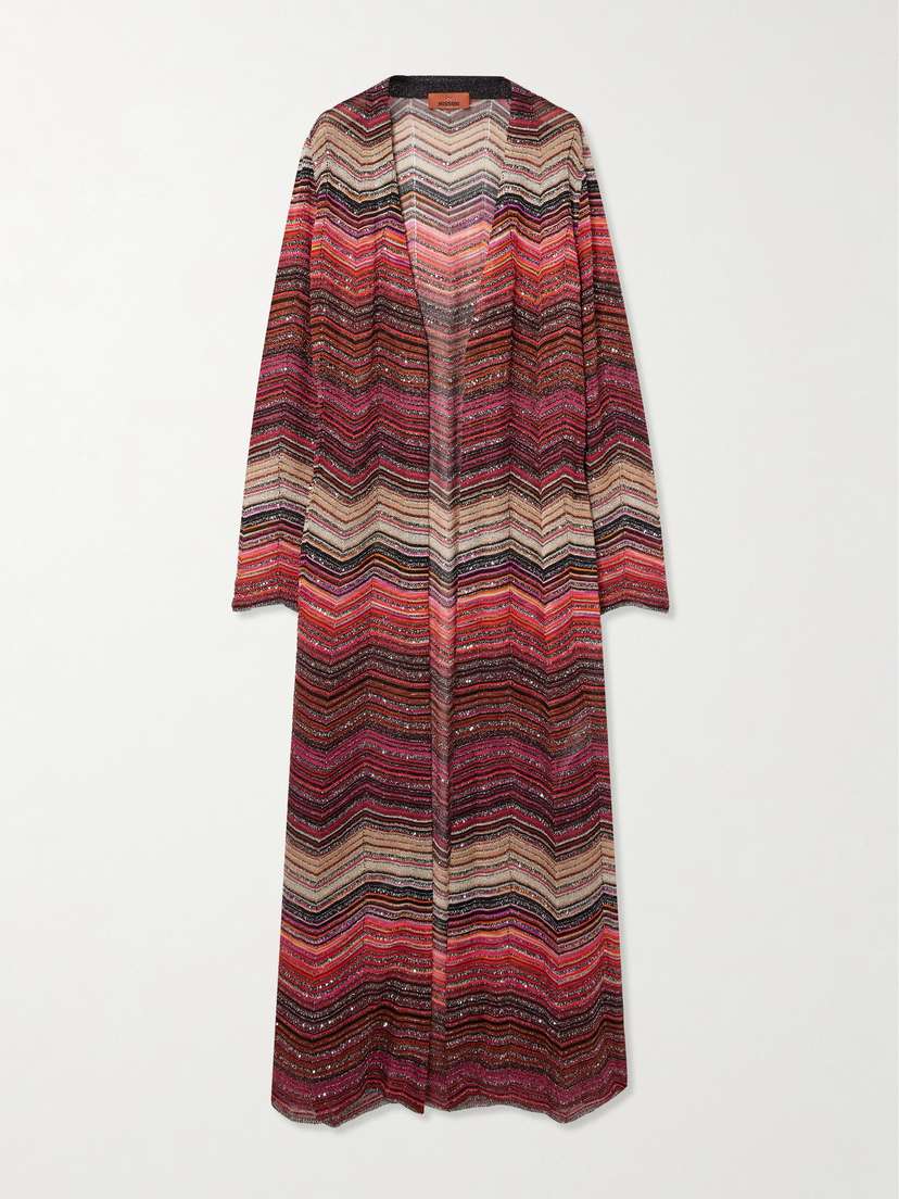 Missoni Mare Sequined Striped Metallic Crochet-knit Cardigan